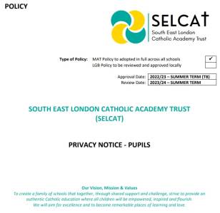 SELCAT Privacy Notice